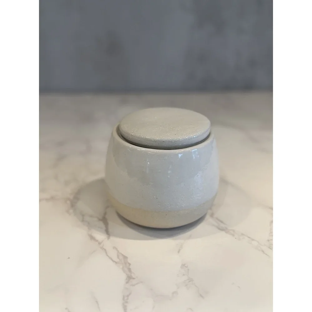Creative Co-Op Speckled Stoneware Lidded Canister Storage Jar